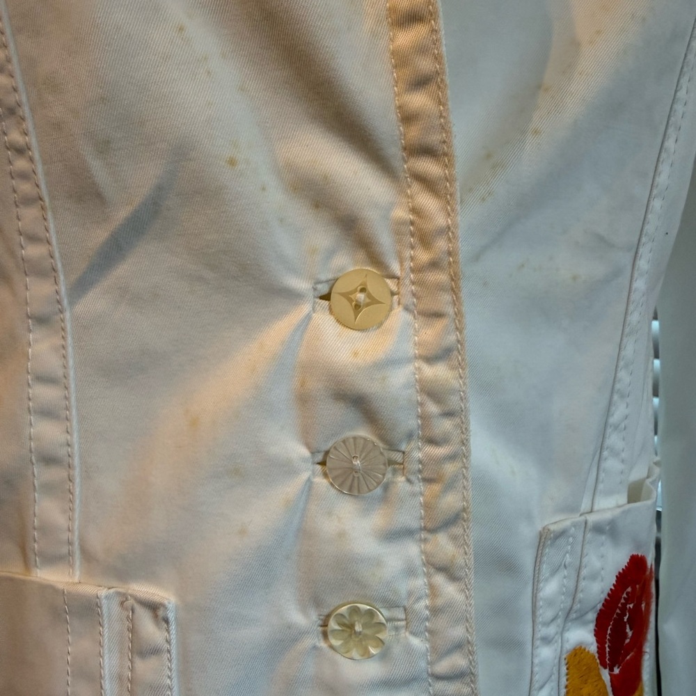 Johnny Was Embroidered White BlazerJacket Flower Los Angeles Designer READ - Picture 5 of 16
